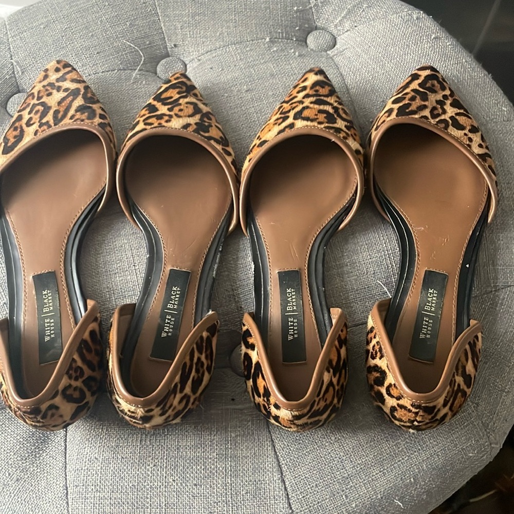 White House Black Market Leopard Flats W6
